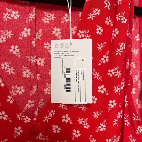 NWT & Other Stories Print Ruched Shoulder Shift Dress - Floral 90s Sundress - Picture 5 of 5